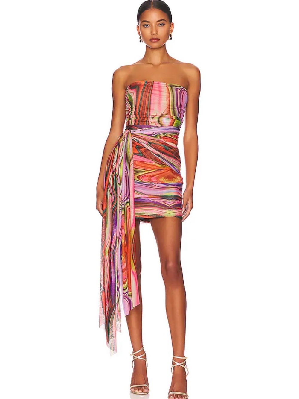 Elliatt Nala Multicolor Strapless Mini Dress with Draped Sash - Picture 4 of 10